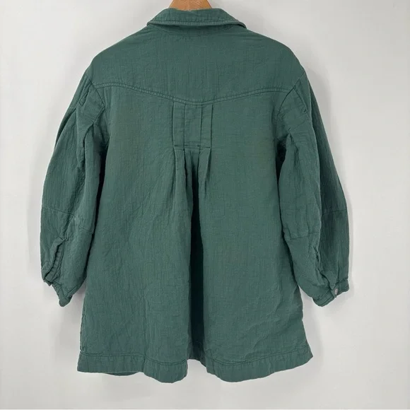 Free People Thalia Mini Shirtdress S Pullover Jacket Button Oversized Teal Boho - Picture 10 of 16